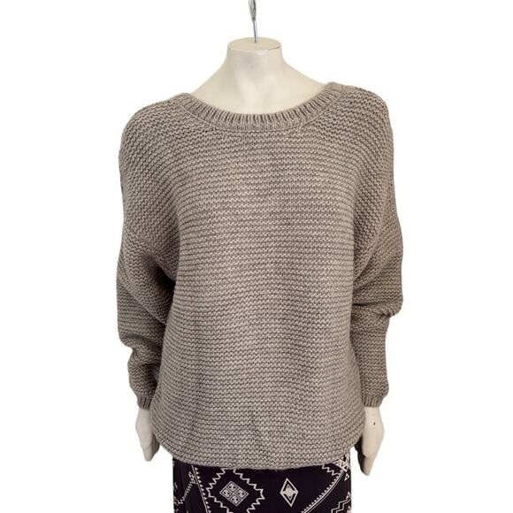 NWT ZARA Textured Knit Dolman Sleeve Slouchy V-back Sweater in Tan SZ M/L - Picture 1 of 10